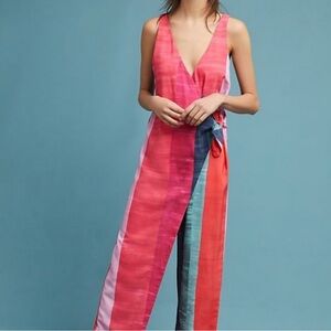 Mara Hoffman Meryl Wrap Striped Jumpsuit Size Medium Colorful Contemporary
